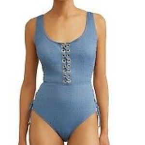 Blue lace front sexy swimsuit XL 16 18 new
